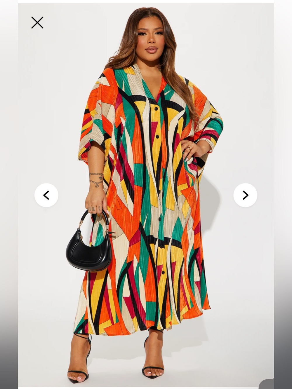 NWT Multicolor Abstract Print Button-Front Maxi Dress SIZE 1X